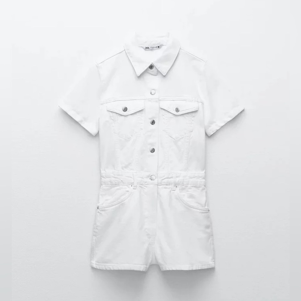 NWT Zara White Denim Romper
